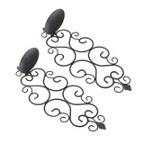 2 Pcs Candle Holder Exquisite Classical Style Black Iron Wall Mounted Candlestick for Living Rooms Bedroom Hallways