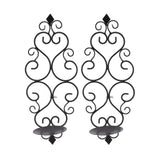 2 Pcs Candle Holder Exquisite Classical Style Black Iron Wall Mounted Candlestick for Living Rooms Bedroom Hallways