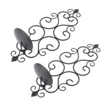 2 Pcs Candle Holder Exquisite Classical Style Black Iron Wall Mounted Candlestick for Living Rooms Bedroom Hallways - Close-Up Angle