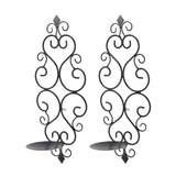2 Pcs Candle Holder Exquisite Classical Style Black Iron Wall Mounted Candlestick for Living Rooms Bedroom Hallways - Low Angle