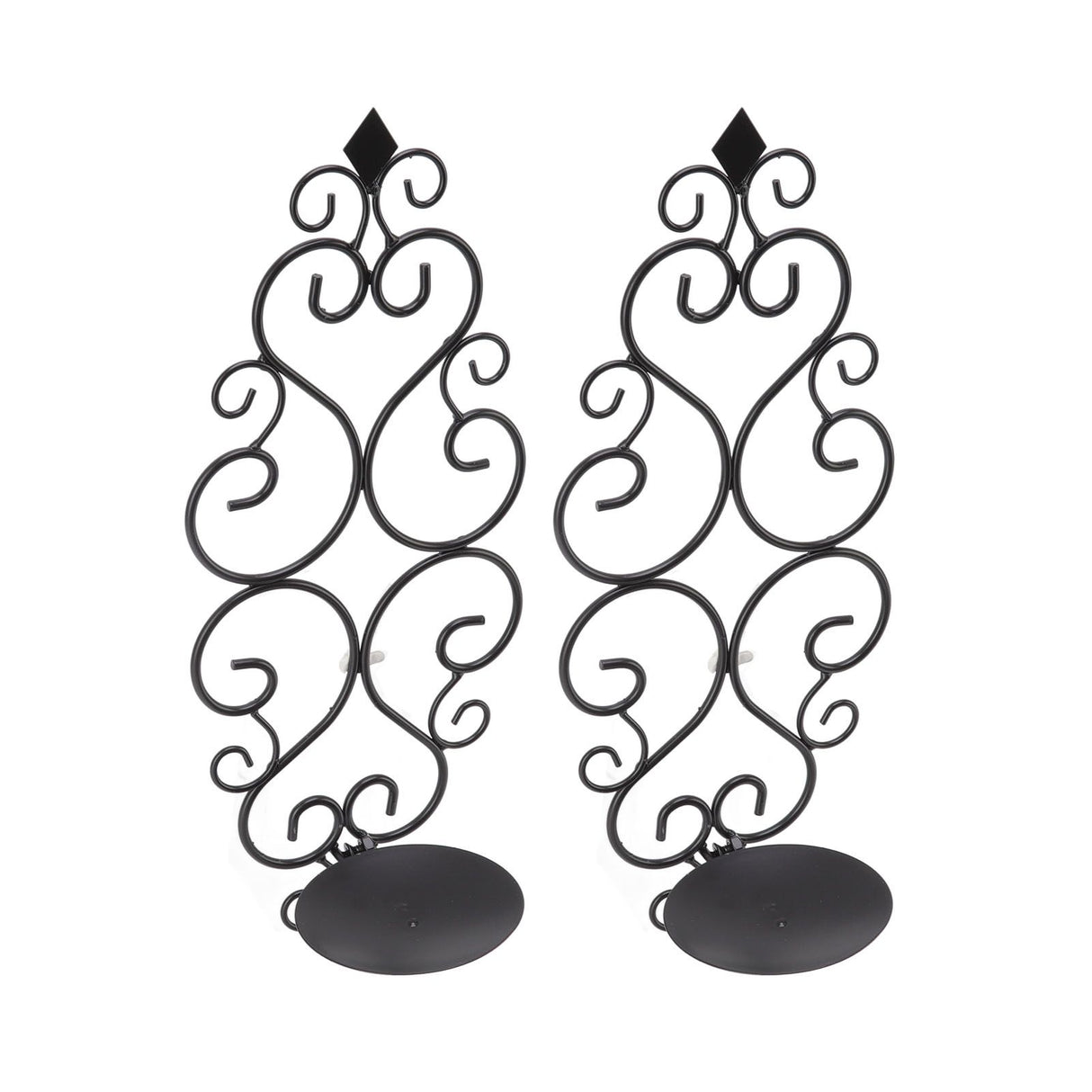 2 Pcs Candle Holder Exquisite Classical Style Black Iron Wall Mounted Candlestick for Living Rooms Bedroom Hallways