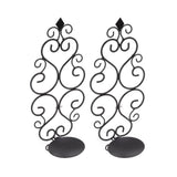 2 Pcs Candle Holder Exquisite Classical Style Black Iron Wall Mounted Candlestick for Living Rooms Bedroom Hallways