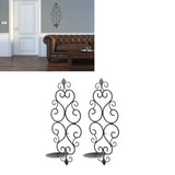 2 Pcs Candle Holder Exquisite Classical Style Black Iron Wall Mounted Candlestick for Living Rooms Bedroom Hallways