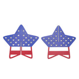 2Pcs Independence Day Wooden Star Blocks Patriotic Standing Decor 4th of July Tabletop Ornament - Front View