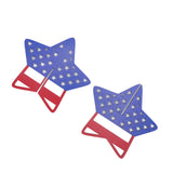 2Pcs Independence Day Wooden Star Blocks Patriotic Standing Decor 4th of July Tabletop Ornament