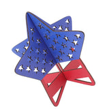 2Pcs Independence Day Wooden Star Blocks Patriotic Standing Decor 4th of July Tabletop Ornament