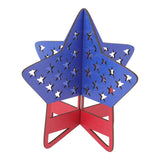 2Pcs Independence Day Wooden Star Blocks Patriotic Standing Decor 4th of July Tabletop Ornament - Low Angle