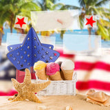 2Pcs Independence Day Wooden Star Blocks Patriotic Standing Decor 4th of July Tabletop Ornament - Extra Image