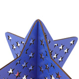 2Pcs Independence Day Wooden Star Blocks Patriotic Standing Decor 4th of July Tabletop Ornament