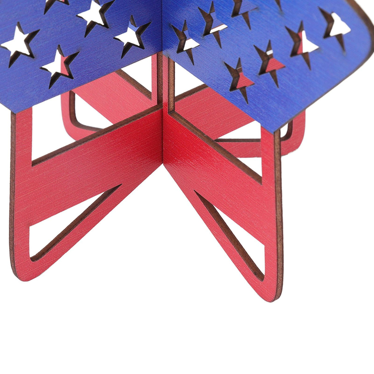 2Pcs Independence Day Wooden Star Blocks Patriotic Standing Decor 4th of July Tabletop Ornament