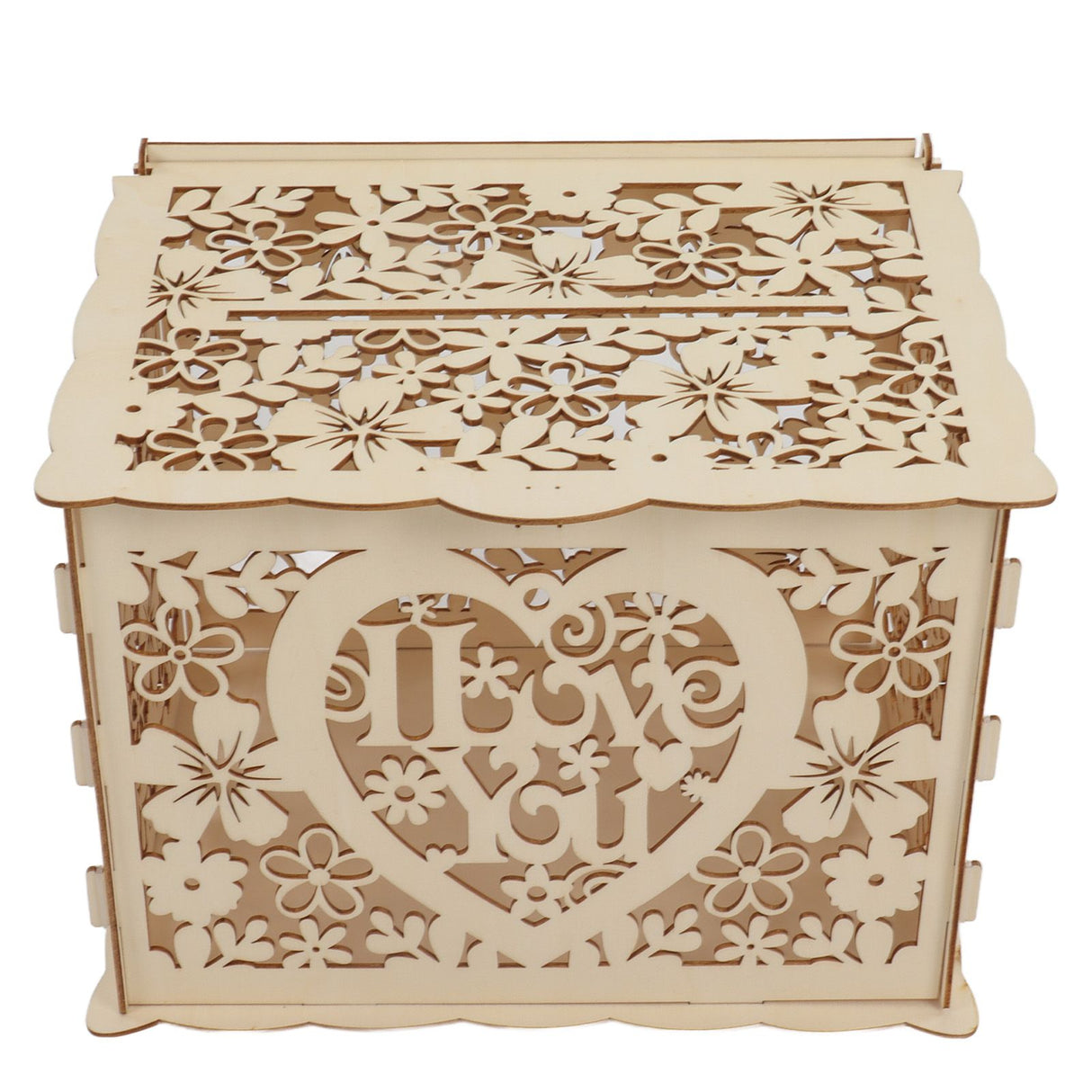 DIY Hollow Wooden Box Gift Card Money Case Wedding Reception Decoration Box Easy Assembly JM01192 Large