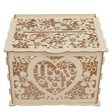 DIY Hollow Wooden Box Gift Card Money Case Wedding Reception Decoration Box Easy Assembly JM01192 Large - Top-Down View