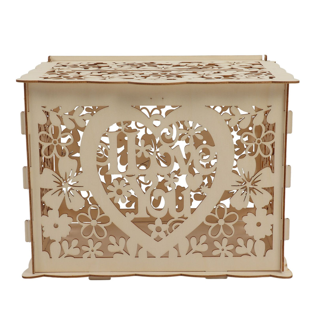 DIY Hollow Wooden Box Gift Card Money Case Wedding Reception Decoration Box Easy Assembly JM01192 Large