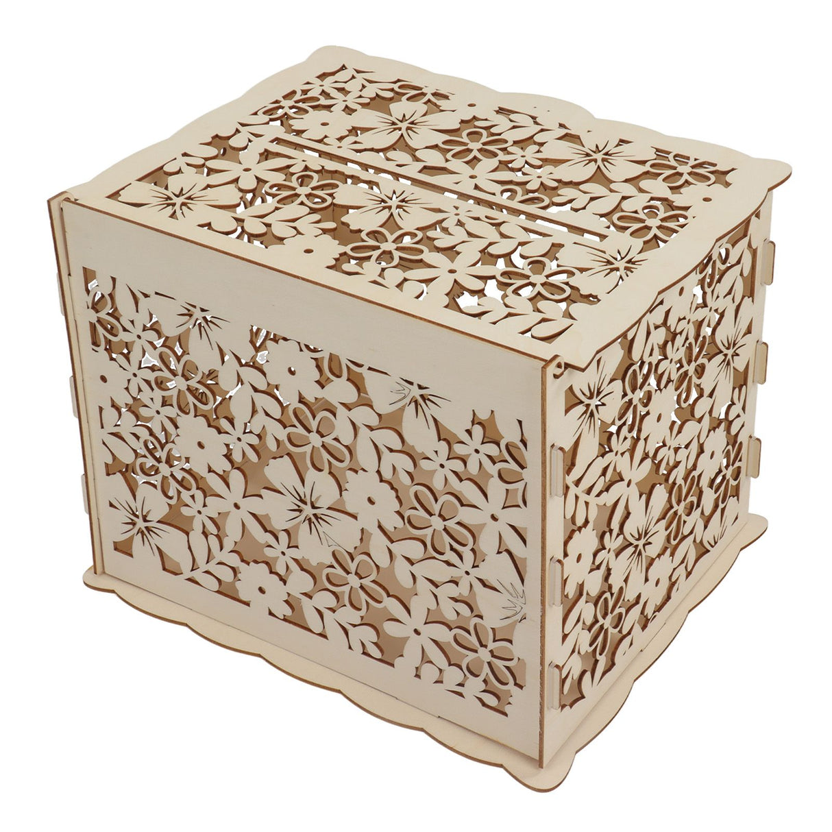DIY Hollow Wooden Box Gift Card Money Case Wedding Reception Decoration Box Easy Assembly JM01192 Large