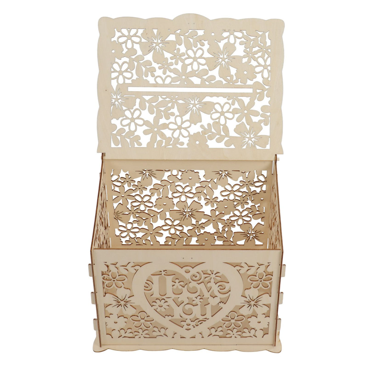 DIY Hollow Wooden Box Gift Card Money Case Wedding Reception Decoration Box Easy Assembly JM01192 Large