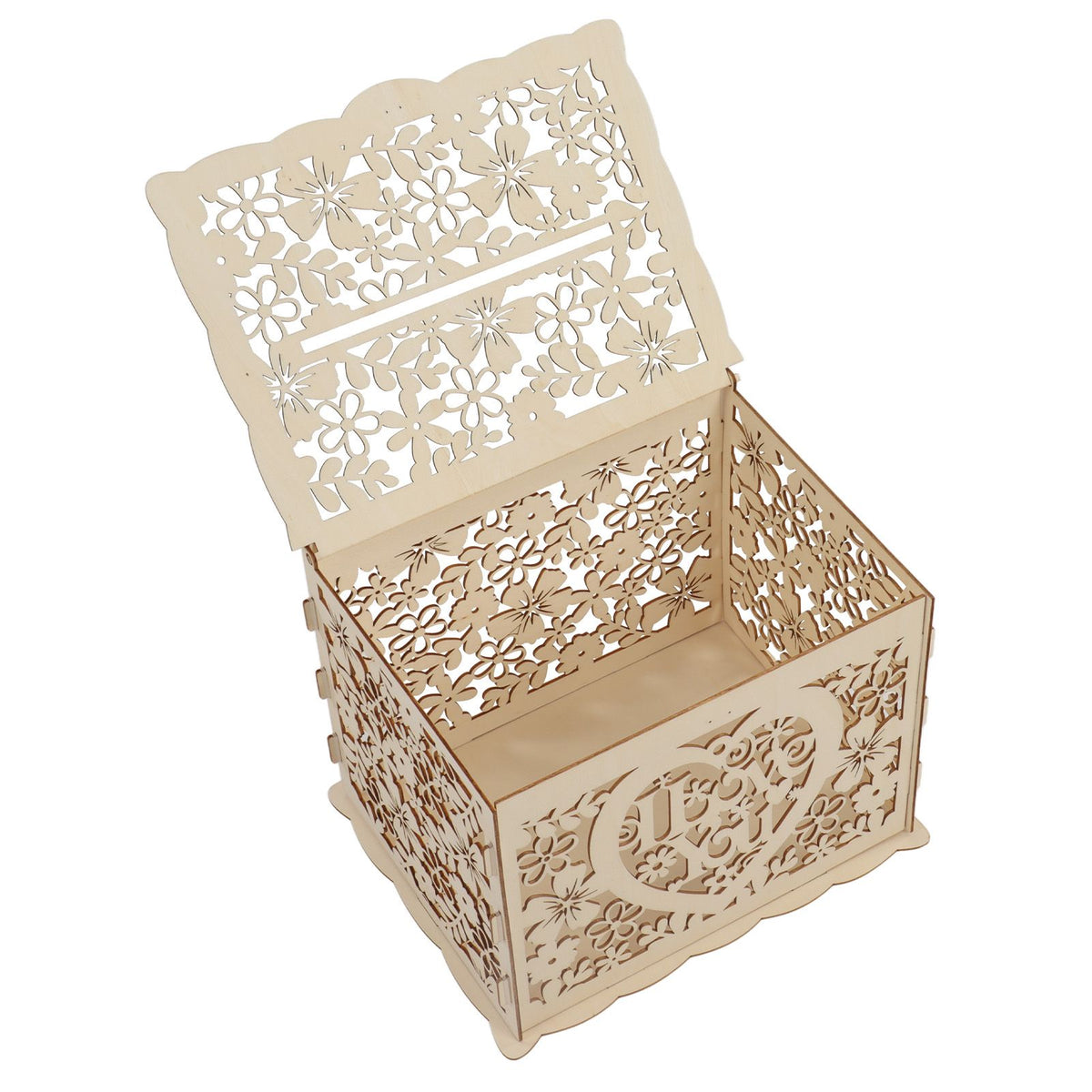 DIY Hollow Wooden Box Gift Card Money Case Wedding Reception Decoration Box Easy Assembly JM01192 Large