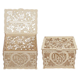 DIY Hollow Wooden Box Gift Card Money Case Wedding Reception Decoration Box Easy Assembly JM01192 Large
