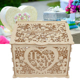 DIY Hollow Wooden Box Gift Card Money Case Wedding Reception Decoration Box Easy Assembly JM01192 Large - Extra Image