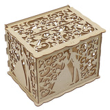 DIY Hollow Wooden Box Gift Card Money Case Wedding Reception Decoration Box Easy Assembly JM01777 Small - Front View