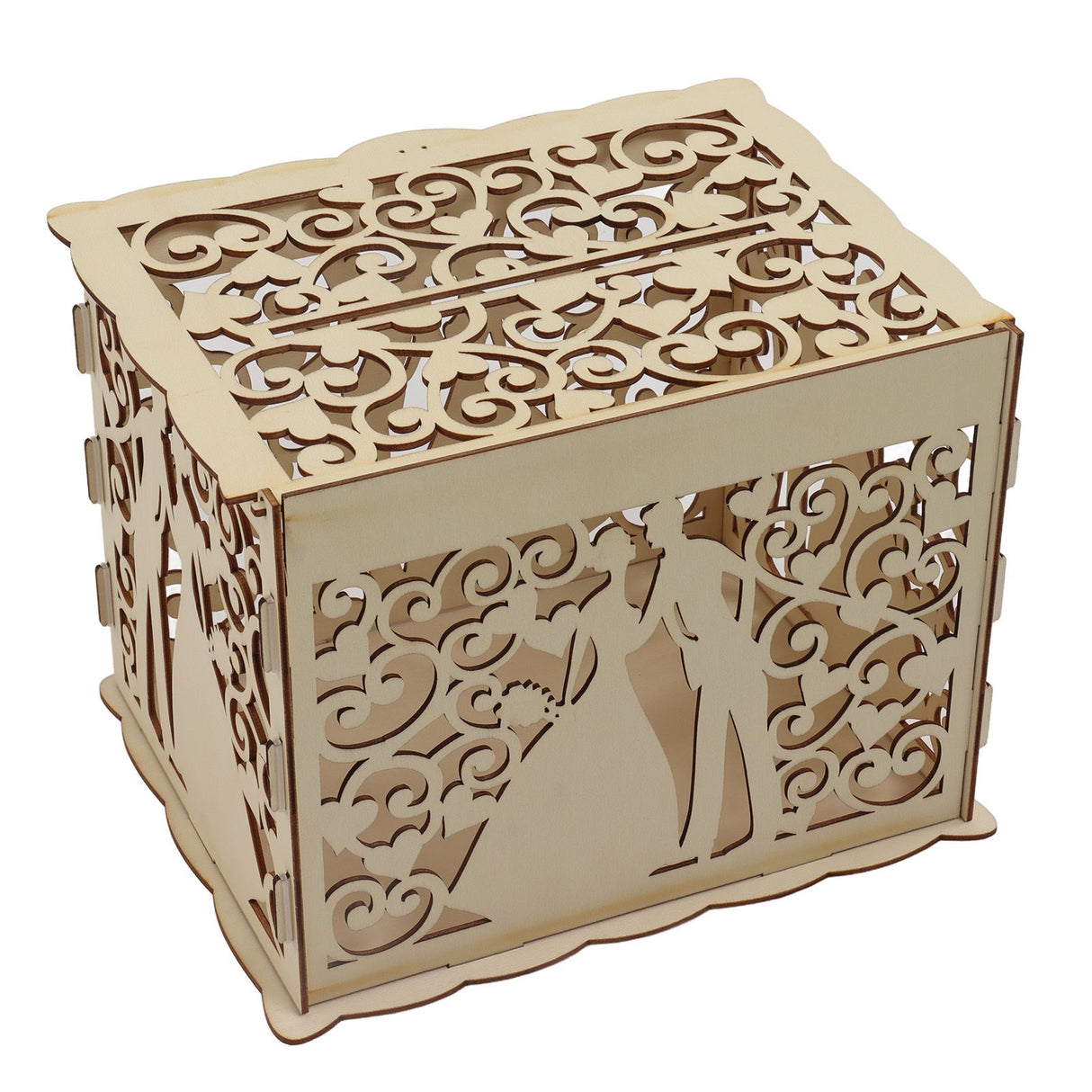 DIY Hollow Wooden Box Gift Card Money Case Wedding Reception Decoration Box Easy Assembly JM01777 Small