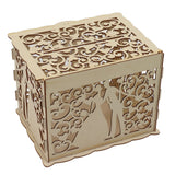 DIY Hollow Wooden Box Gift Card Money Case Wedding Reception Decoration Box Easy Assembly JM01777 Small
