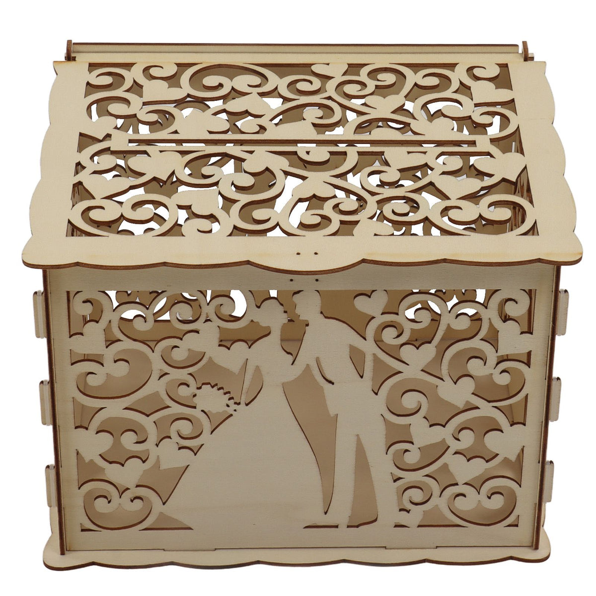 DIY Hollow Wooden Box Gift Card Money Case Wedding Reception Decoration Box Easy Assembly JM01777 Small