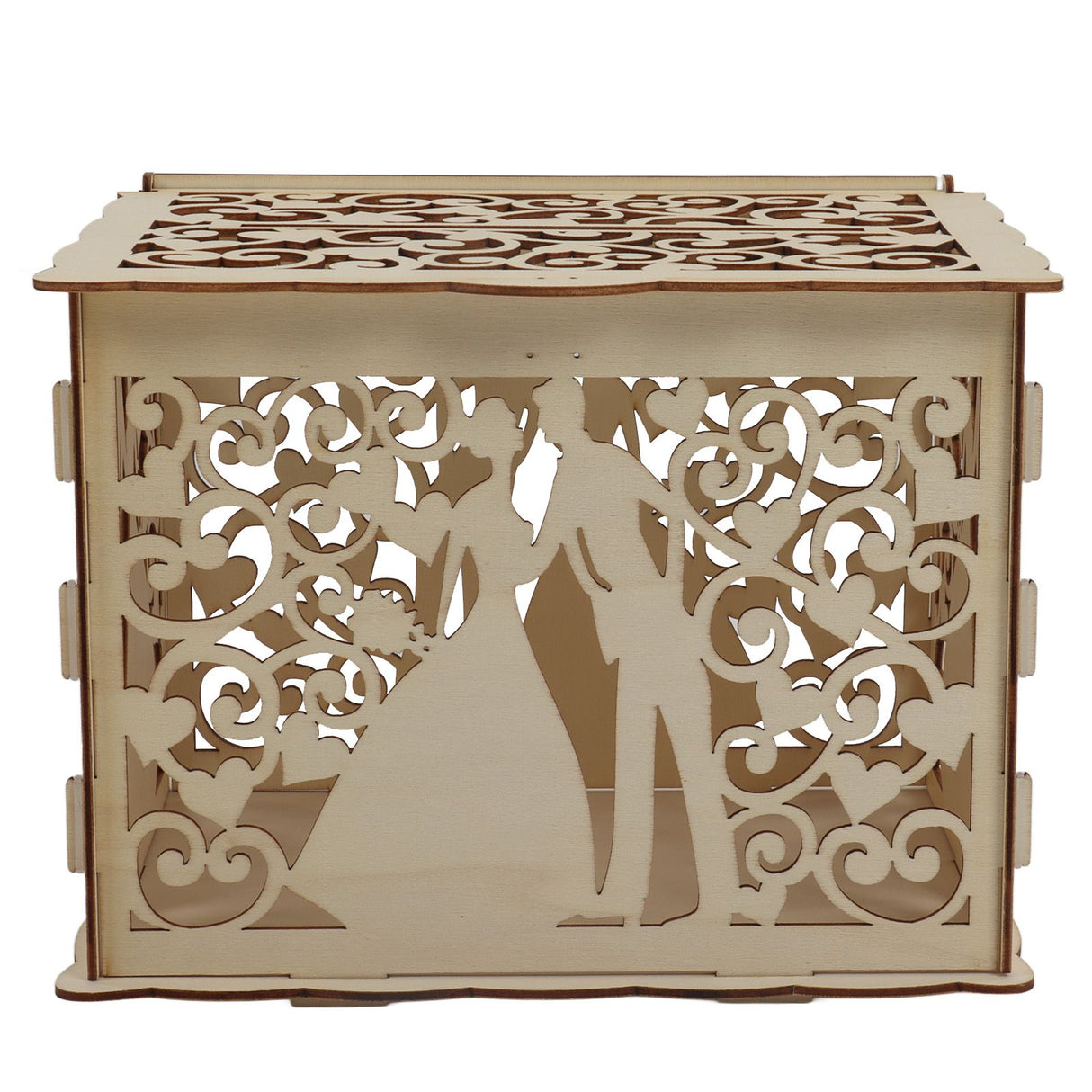 DIY Hollow Wooden Box Gift Card Money Case Wedding Reception Decoration Box Easy Assembly JM01777 Small