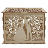 DIY Hollow Wooden Box Gift Card Money Case Wedding Reception Decoration Box Easy Assembly JM01777 Small - Rear View