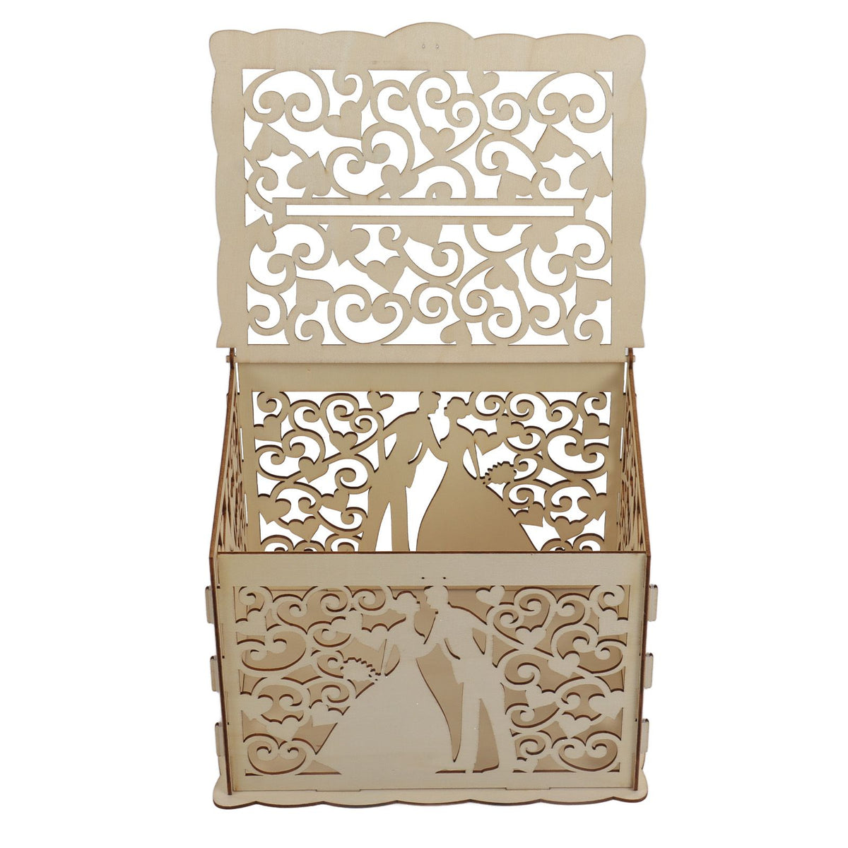 DIY Hollow Wooden Box Gift Card Money Case Wedding Reception Decoration Box Easy Assembly JM01777 Small