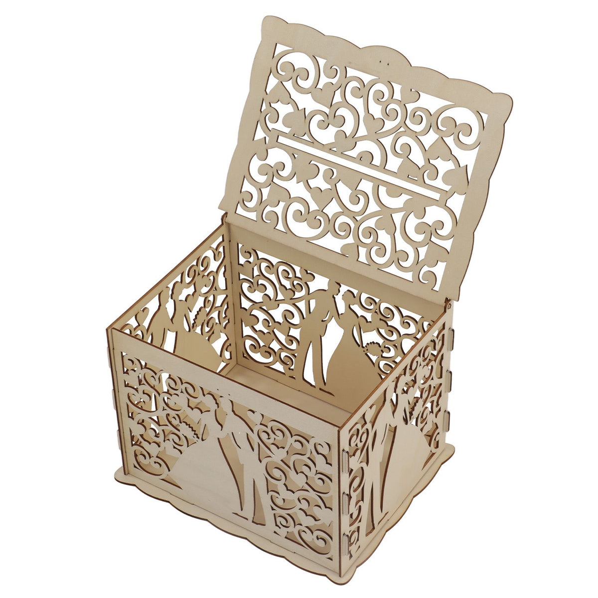 DIY Hollow Wooden Box Gift Card Money Case Wedding Reception Decoration Box Easy Assembly JM01777 Small