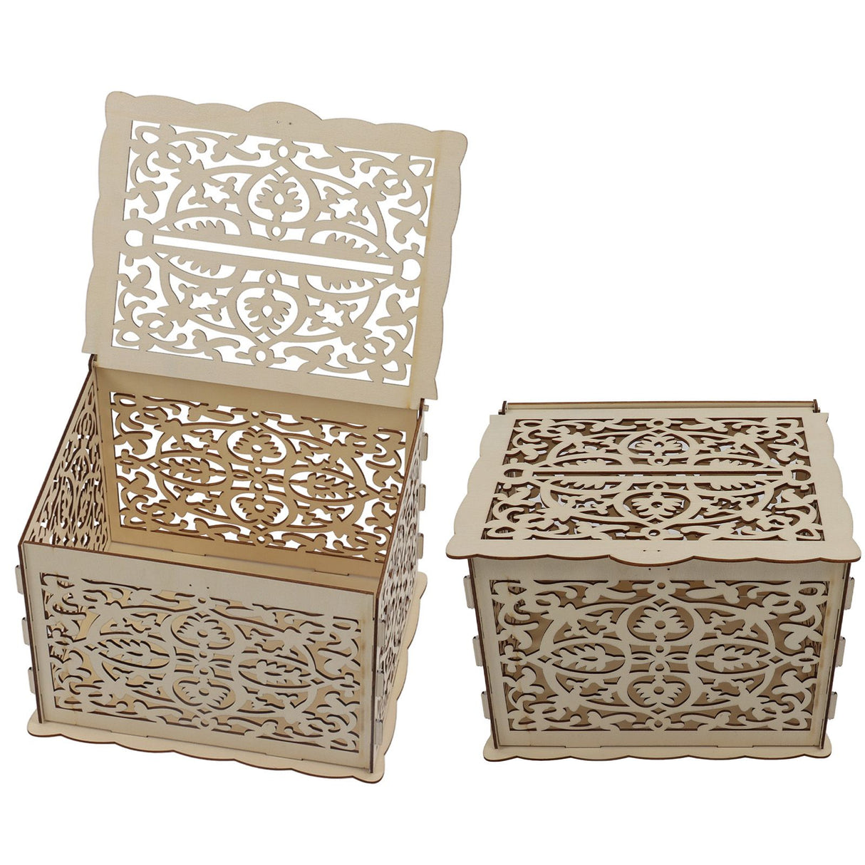 DIY Hollow Wooden Box Gift Card Money Case Wedding Reception Decoration Box Easy Assembly JM01319 Small