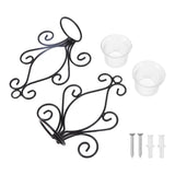2 Set Candle Holder Wall Sconce European Style Swirl Iron Art Pattern Wall Mounted Candle Holder with Tray for Bedroom