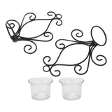2 Set Candle Holder Wall Sconce European Style Swirl Iron Art Pattern Wall Mounted Candle Holder with Tray for Bedroom
