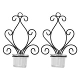 2 Set Candle Holder Wall Sconce European Style Swirl Iron Art Pattern Wall Mounted Candle Holder with Tray for Bedroom