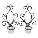 2 Set Candle Holder Wall Sconce European Style Swirl Iron Art Pattern Wall Mounted Candle Holder with Tray for Bedroom - Extra Image