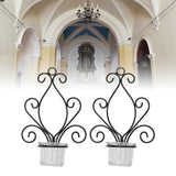 2 Set Candle Holder Wall Sconce European Style Swirl Iron Art Pattern Wall Mounted Candle Holder with Tray for Bedroom