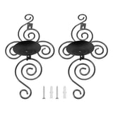 2 Sets Wall Candle Holder Foldable European Style Swirl Wrought Iron Wall Hanging Candlestick Holder Home Decoration Black