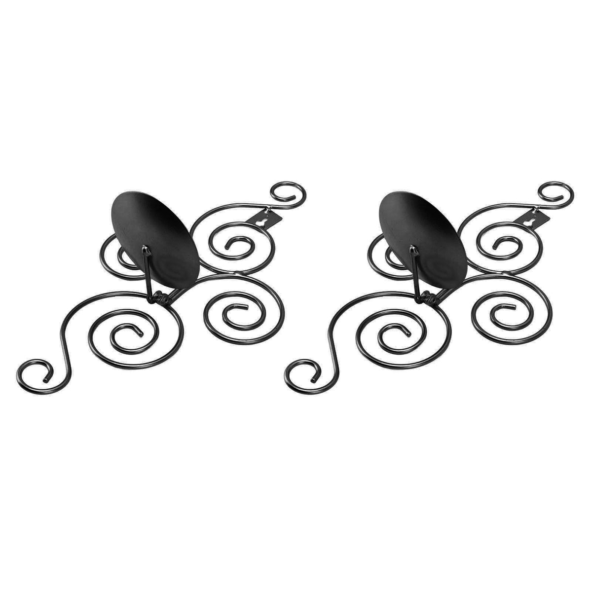 2 Sets Wall Candle Holder Foldable European Style Swirl Wrought Iron Wall Hanging Candlestick Holder Home Decoration Black
