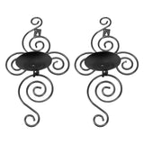 2 Sets Wall Candle Holder Foldable European Style Swirl Wrought Iron Wall Hanging Candlestick Holder Home Decoration Black