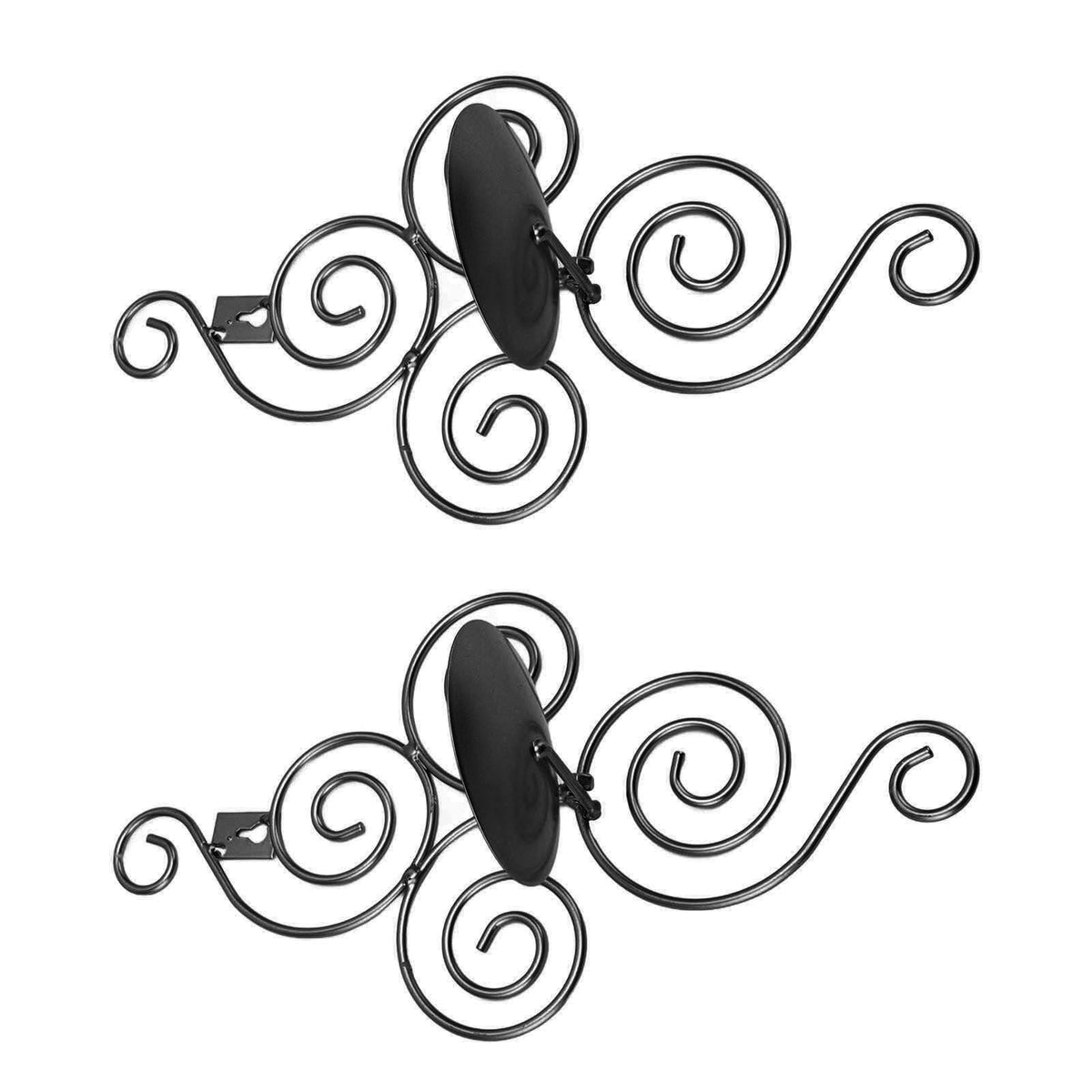 2 Sets Wall Candle Holder Foldable European Style Swirl Wrought Iron Wall Hanging Candlestick Holder Home Decoration Black