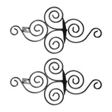 2 Sets Wall Candle Holder Foldable European Style Swirl Wrought Iron Wall Hanging Candlestick Holder Home Decoration Black