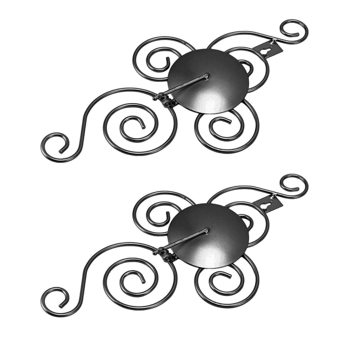 2 Sets Wall Candle Holder Foldable European Style Swirl Wrought Iron Wall Hanging Candlestick Holder Home Decoration Black
