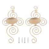 2 Sets Wall Candle Holder Foldable European Style Swirl Wrought Iron Wall Hanging Candlestick Holder Home Decoration Gold