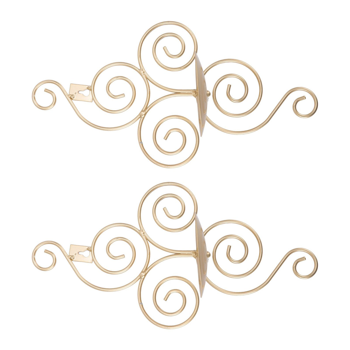 2 Sets Wall Candle Holder Foldable European Style Swirl Wrought Iron Wall Hanging Candlestick Holder Home Decoration Gold