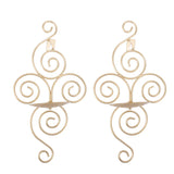 2 Sets Wall Candle Holder Foldable European Style Swirl Wrought Iron Wall Hanging Candlestick Holder Home Decoration Gold