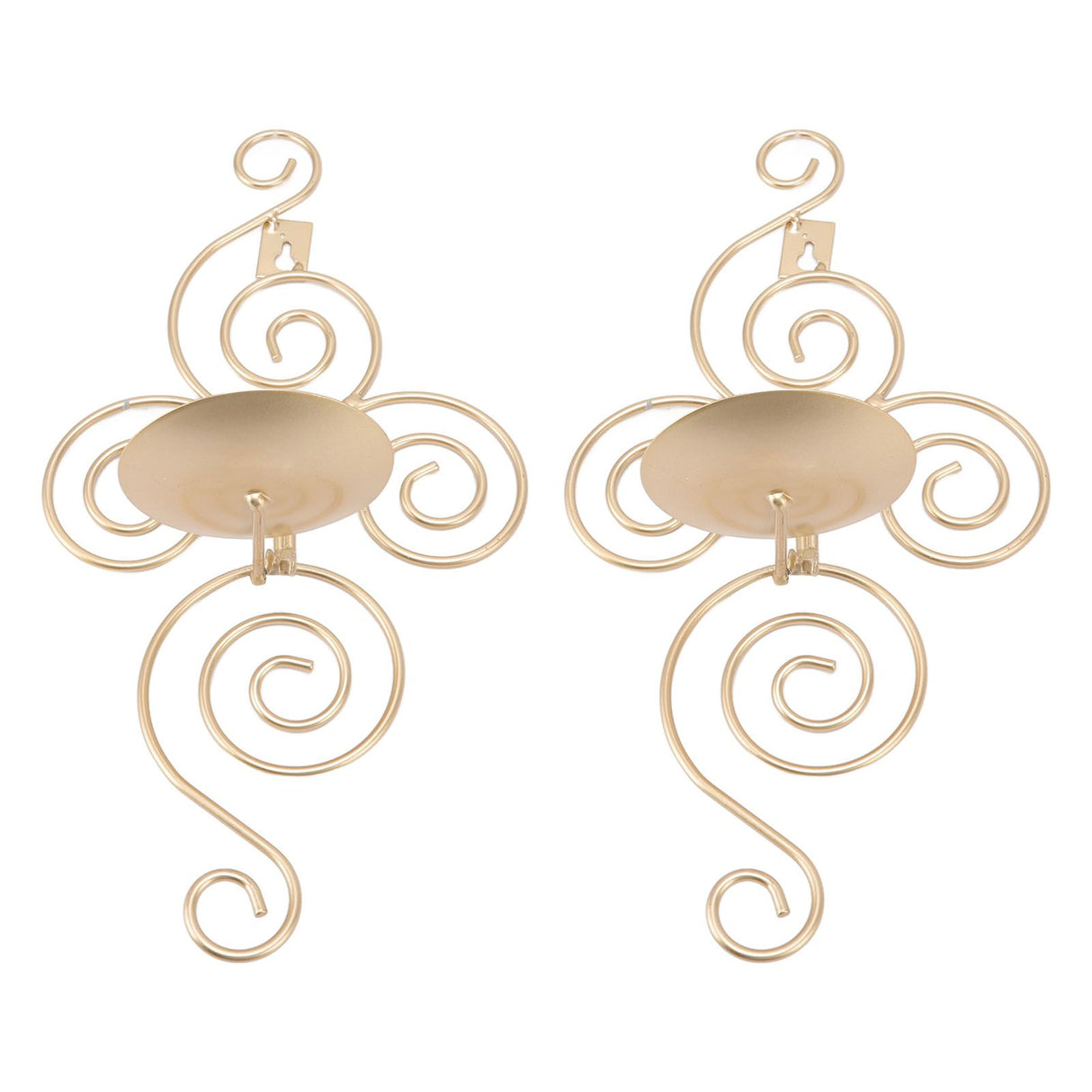 2 Sets Wall Candle Holder Foldable European Style Swirl Wrought Iron Wall Hanging Candlestick Holder Home Decoration Gold