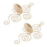 2 Sets Wall Candle Holder Foldable European Style Swirl Wrought Iron Wall Hanging Candlestick Holder Home Decoration Gold - Low Angle