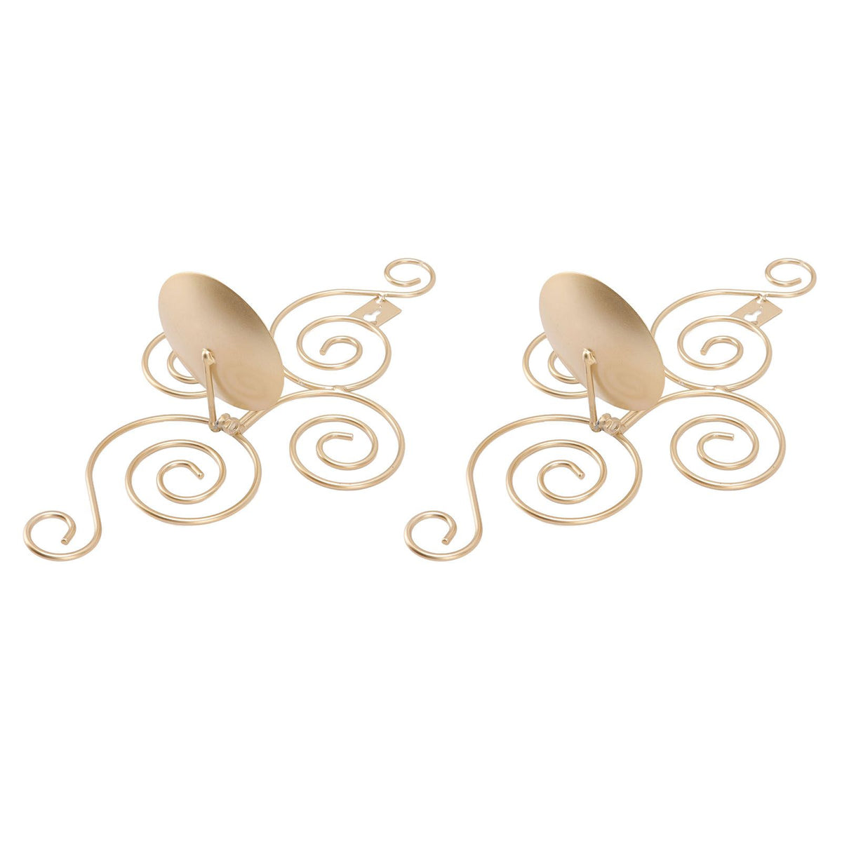 2 Sets Wall Candle Holder Foldable European Style Swirl Wrought Iron Wall Hanging Candlestick Holder Home Decoration Gold