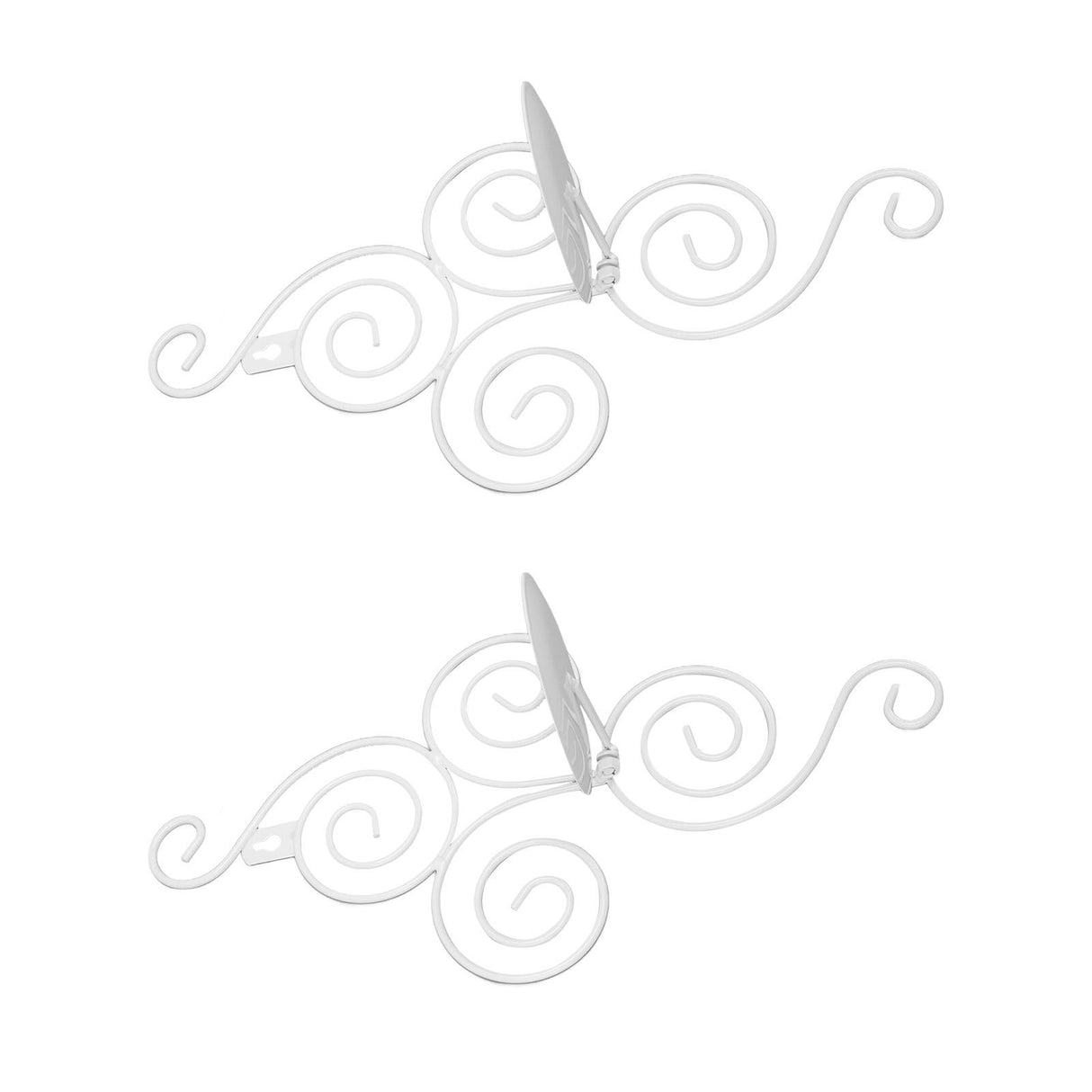 2 Sets Wall Candle Holder Foldable European Style Swirl Wrought Iron Wall Hanging Candlestick Holder Home Decoration White