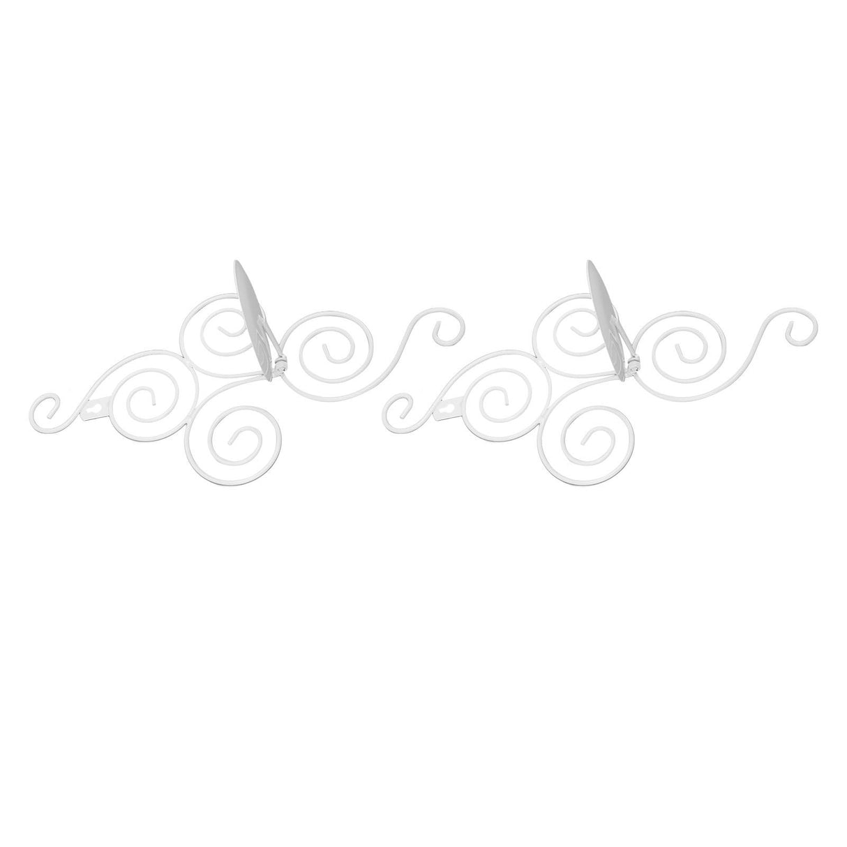 2 Sets Wall Candle Holder Foldable European Style Swirl Wrought Iron Wall Hanging Candlestick Holder Home Decoration White